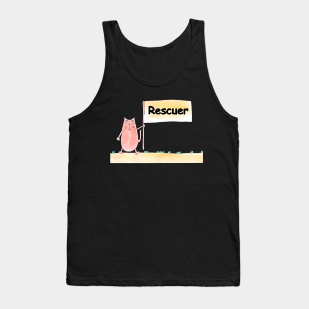 Rescuer. Profession, work, job. Cat shows a banner with the inscription. Watercolor illustration. A gift for a professional. Tank Top by grafinya